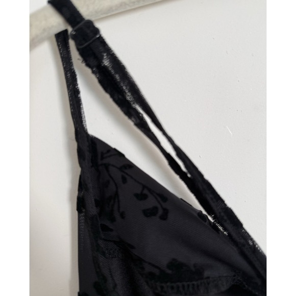 Y2K Style Black Sheer Floral Burnout Lace Midi Slip Dress Goth Prom whimsy XL - Picture 10 of 14